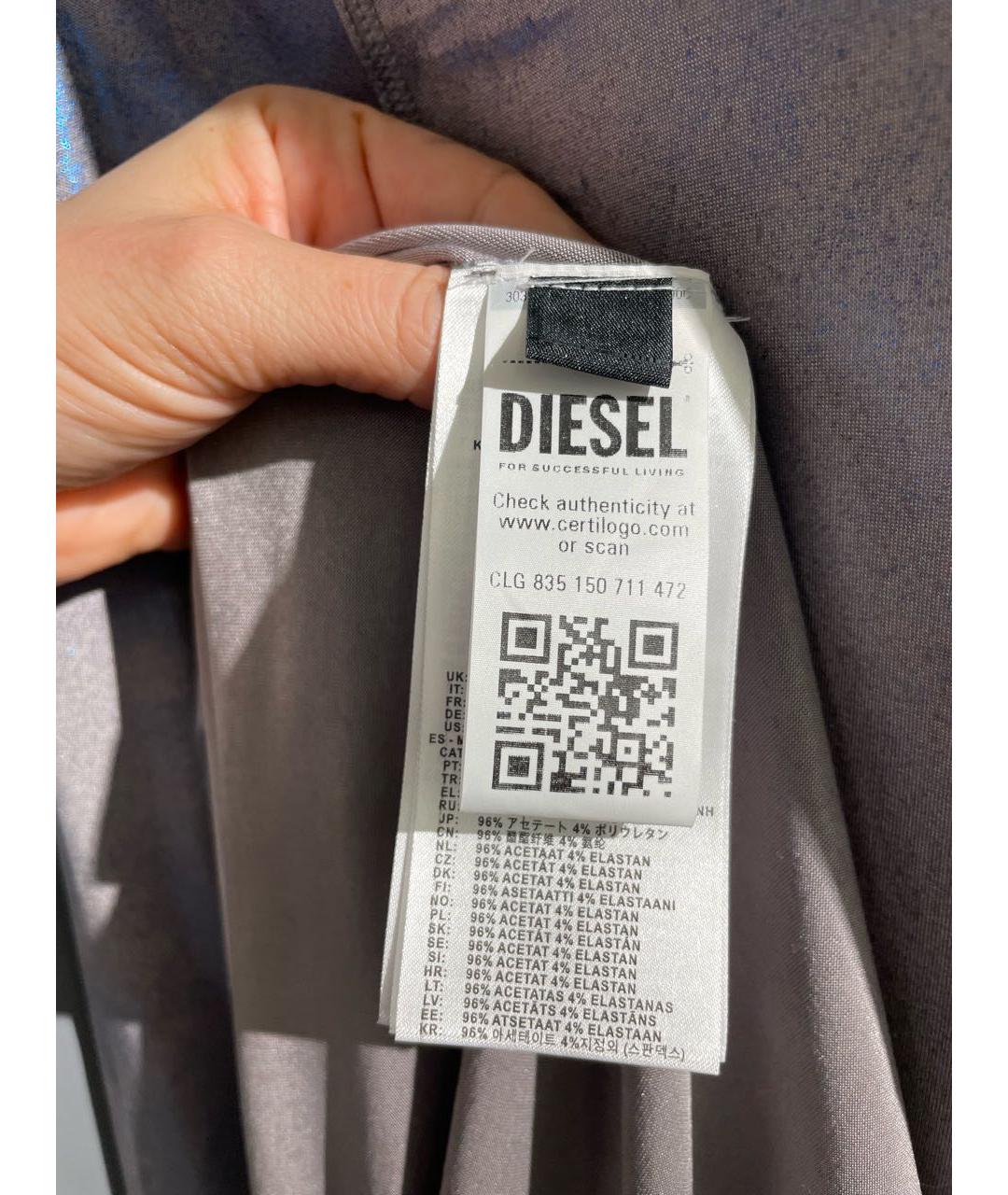 DIESEL Серое ацетатное платье, фото 5