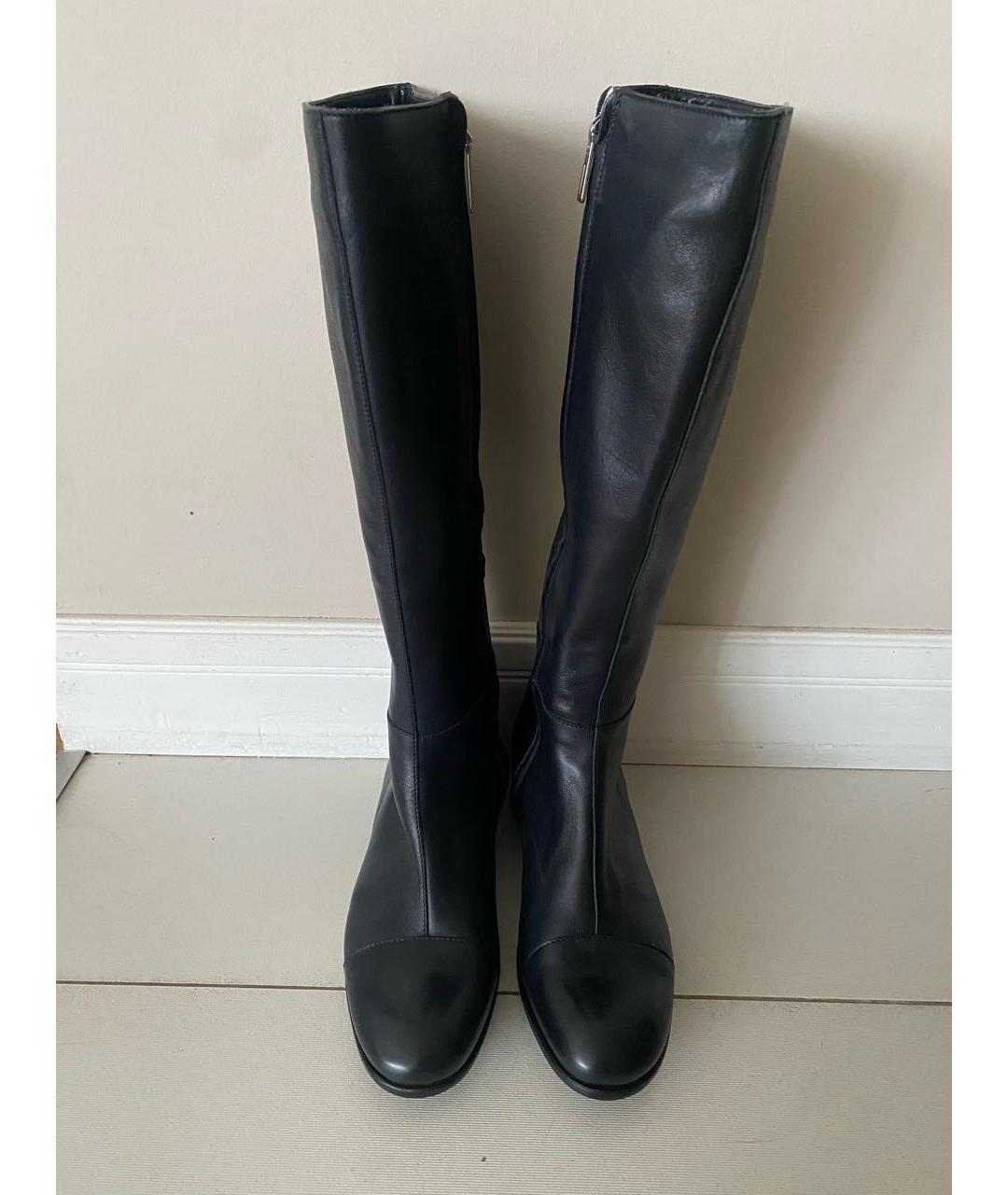 PRADA Темно-синие кожаные сапоги, фото 2