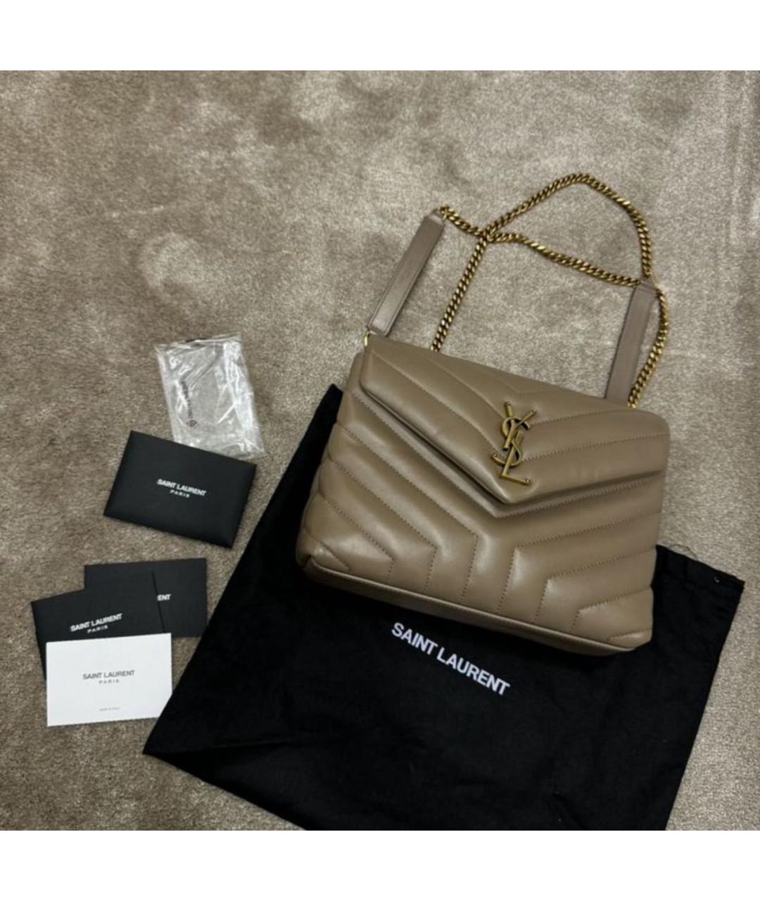 SAINT LAURENT Коричневая кожаная сумка через плечо, фото 5