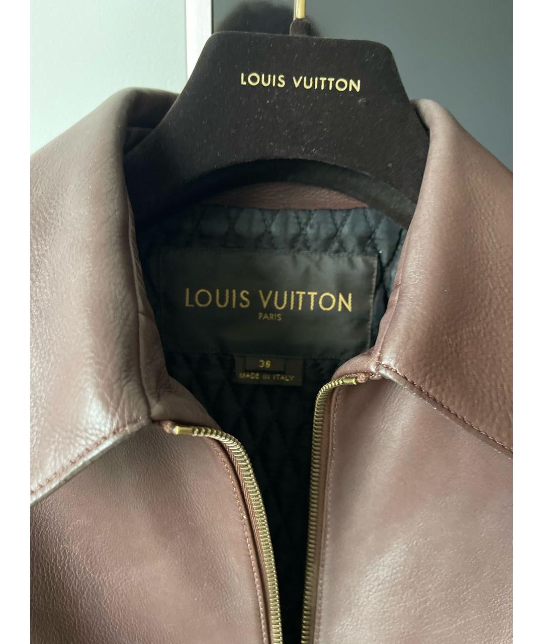 LOUIS VUITTON Коричневая кожаная куртка, фото 4