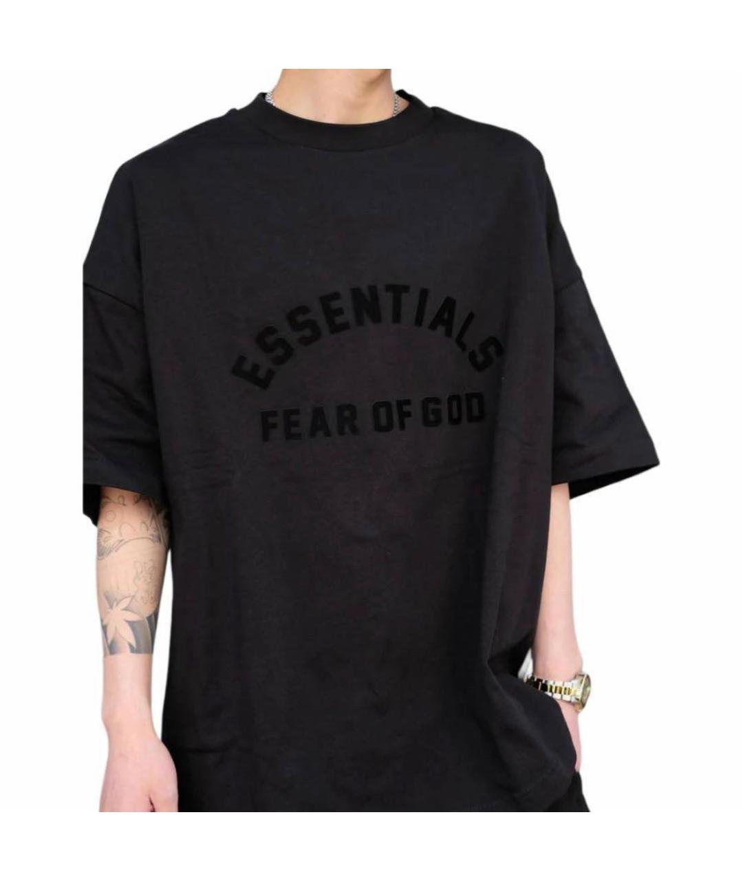 FEAR OF GOD ESSENTIALS Черная хлопковая футболка, фото 4