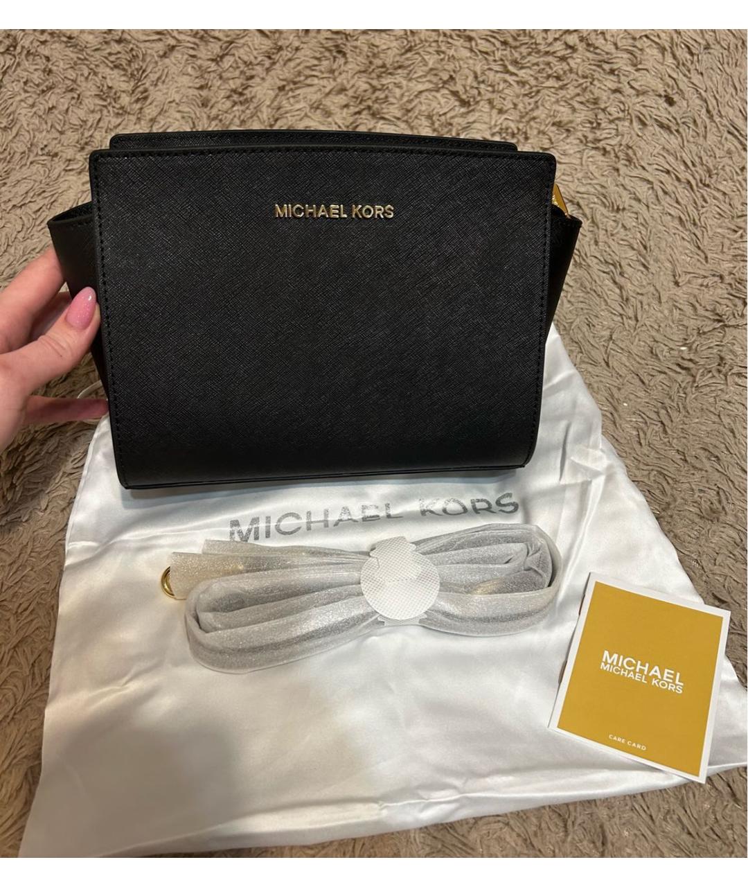 MICHAEL KORS Черная кожаная сумка через плечо, фото 9