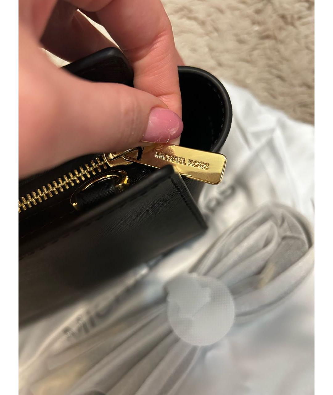 MICHAEL KORS Черная кожаная сумка через плечо, фото 5