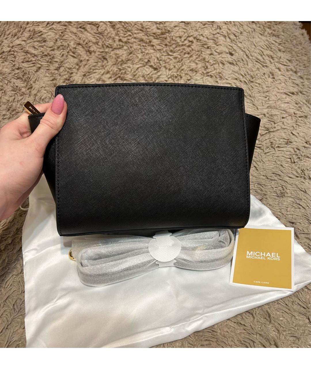 MICHAEL KORS Черная кожаная сумка через плечо, фото 3