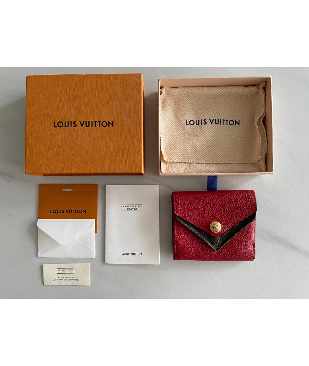 LOUIS VUITTON Красный кожаный кошелек, фото 7
