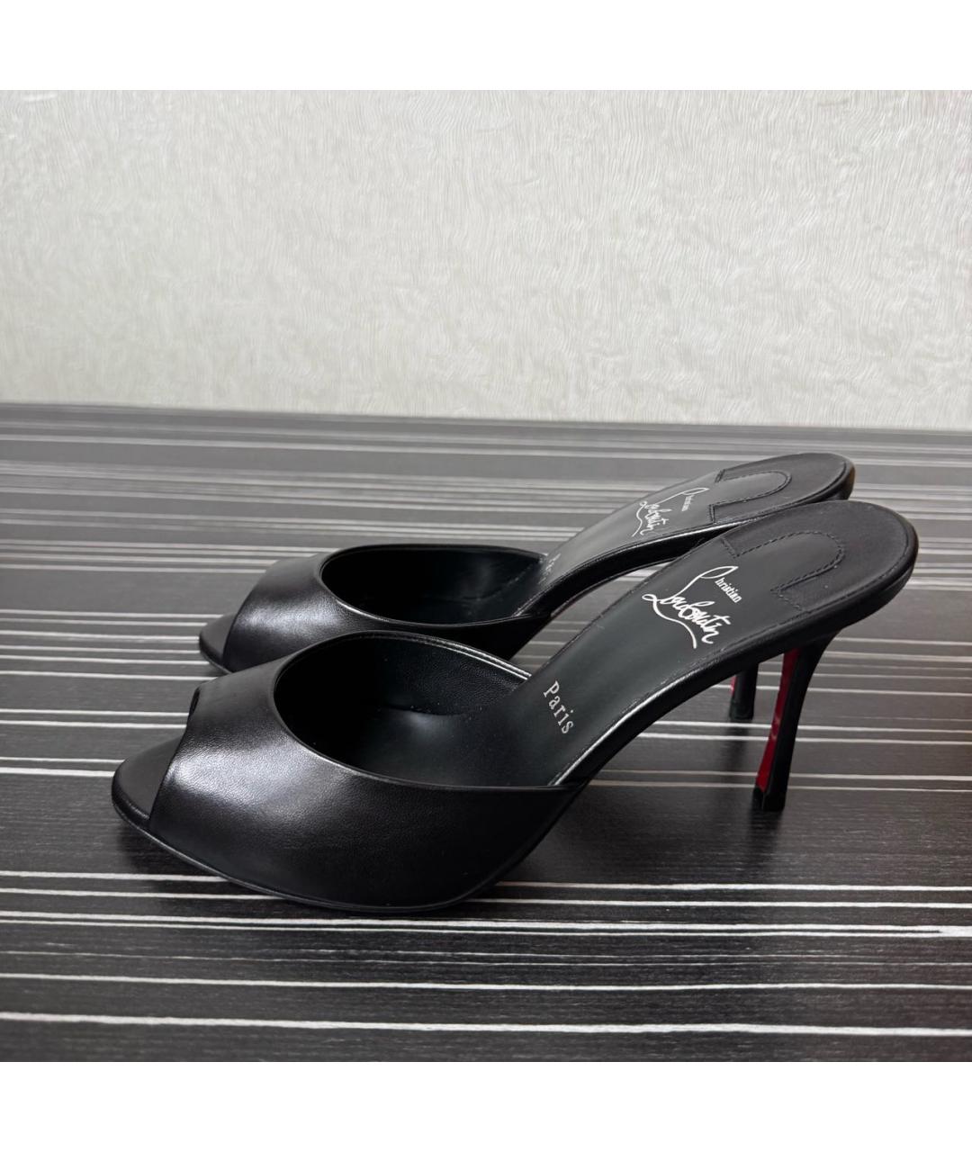 CHRISTIAN LOUBOUTIN Черные кожаные мюли, фото 5