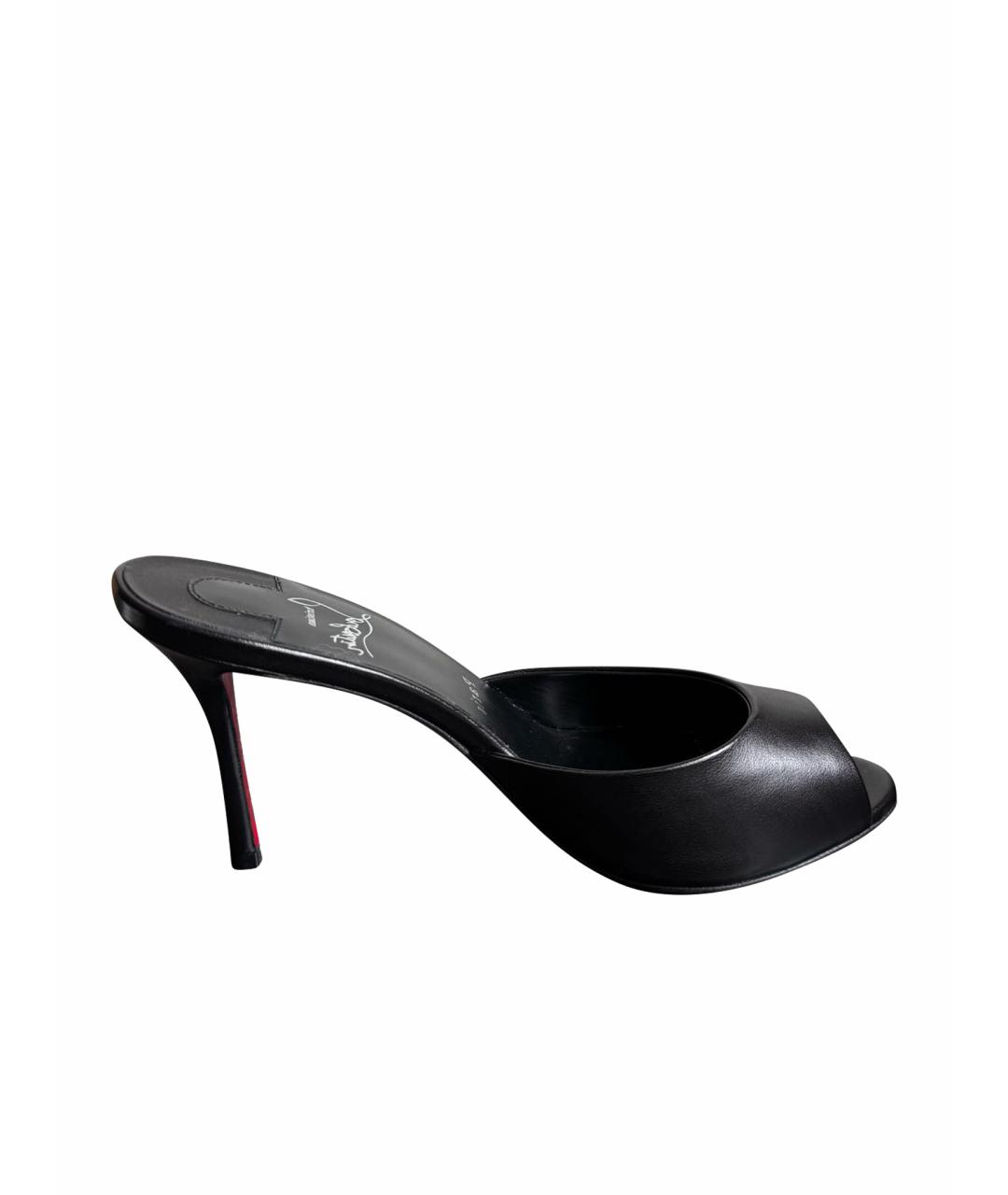 CHRISTIAN LOUBOUTIN Черные кожаные мюли, фото 1