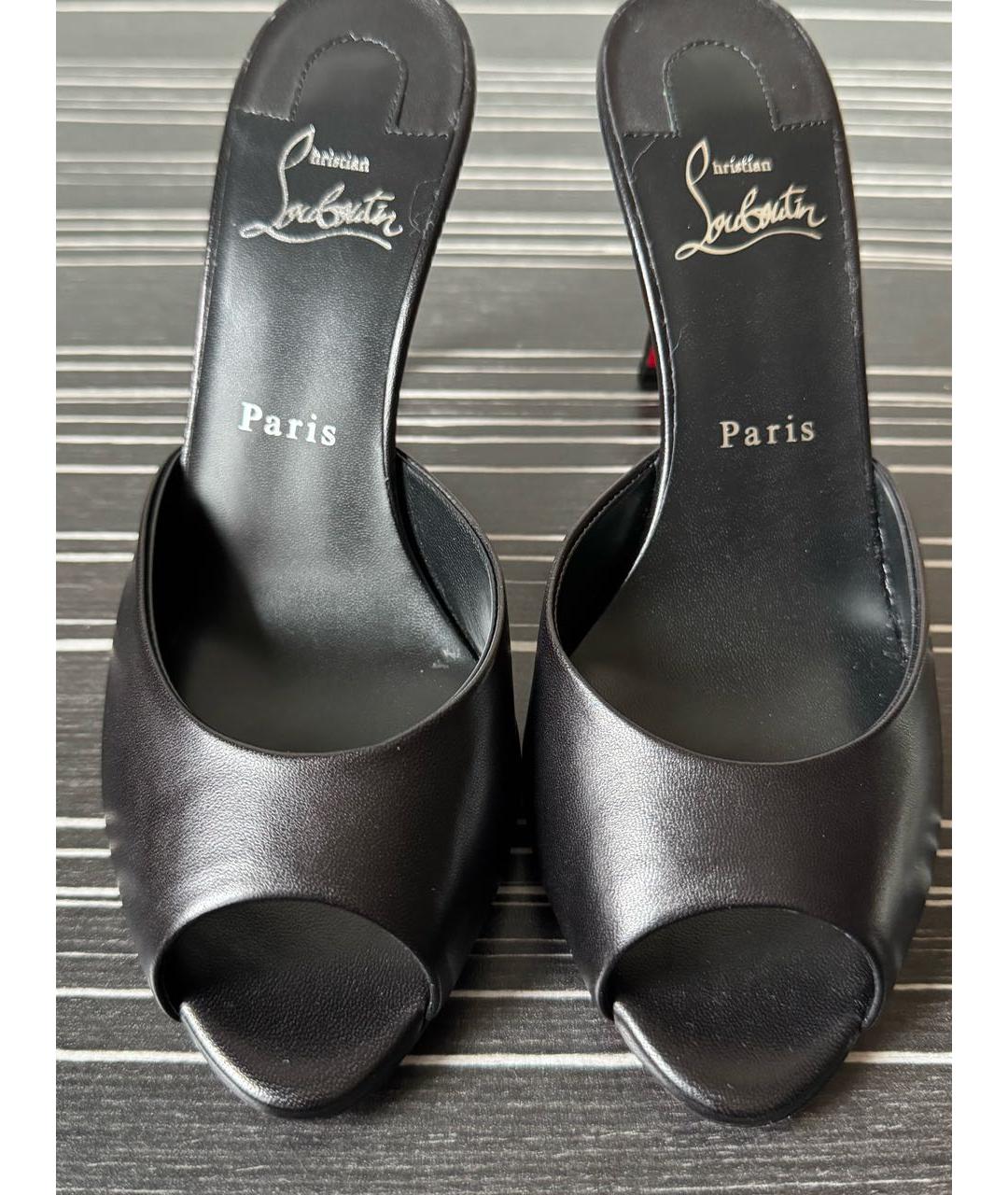 CHRISTIAN LOUBOUTIN Черные кожаные мюли, фото 2