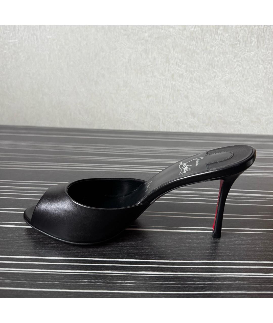 CHRISTIAN LOUBOUTIN Черные кожаные мюли, фото 9