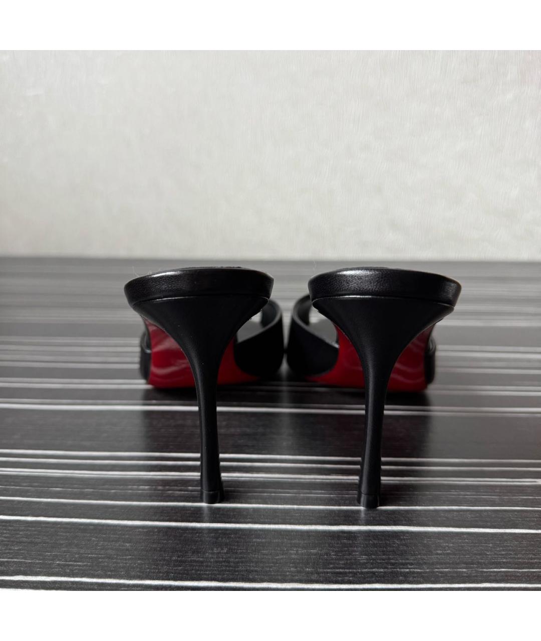 CHRISTIAN LOUBOUTIN Черные кожаные мюли, фото 4