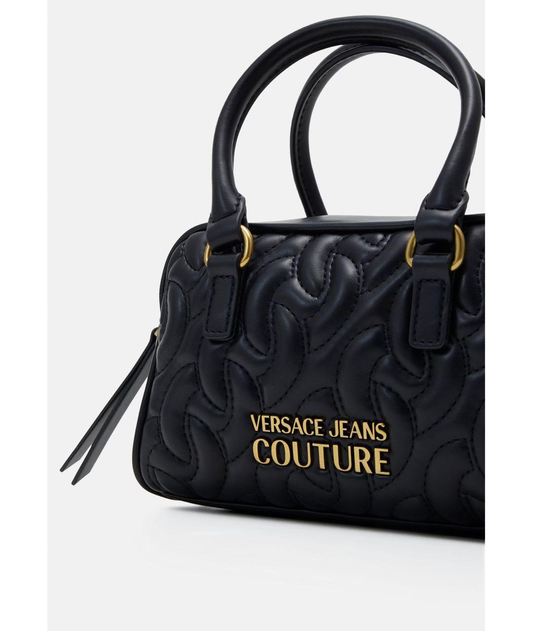 VERSACE JEANS COUTURE Черная сумка с короткими ручками из искусственной кожи, фото 2