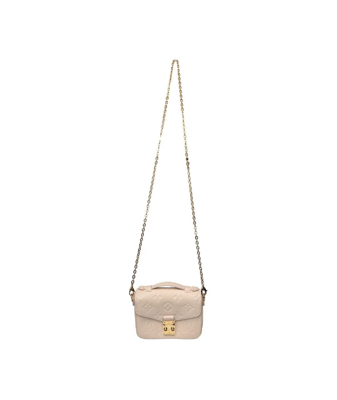 LOUIS VUITTON Бежевая кожаная сумка через плечо, фото 7