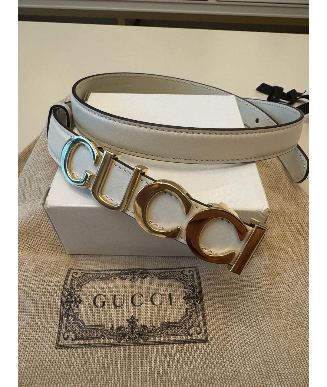 GUCCI Белый кожаный ремень, фото 5