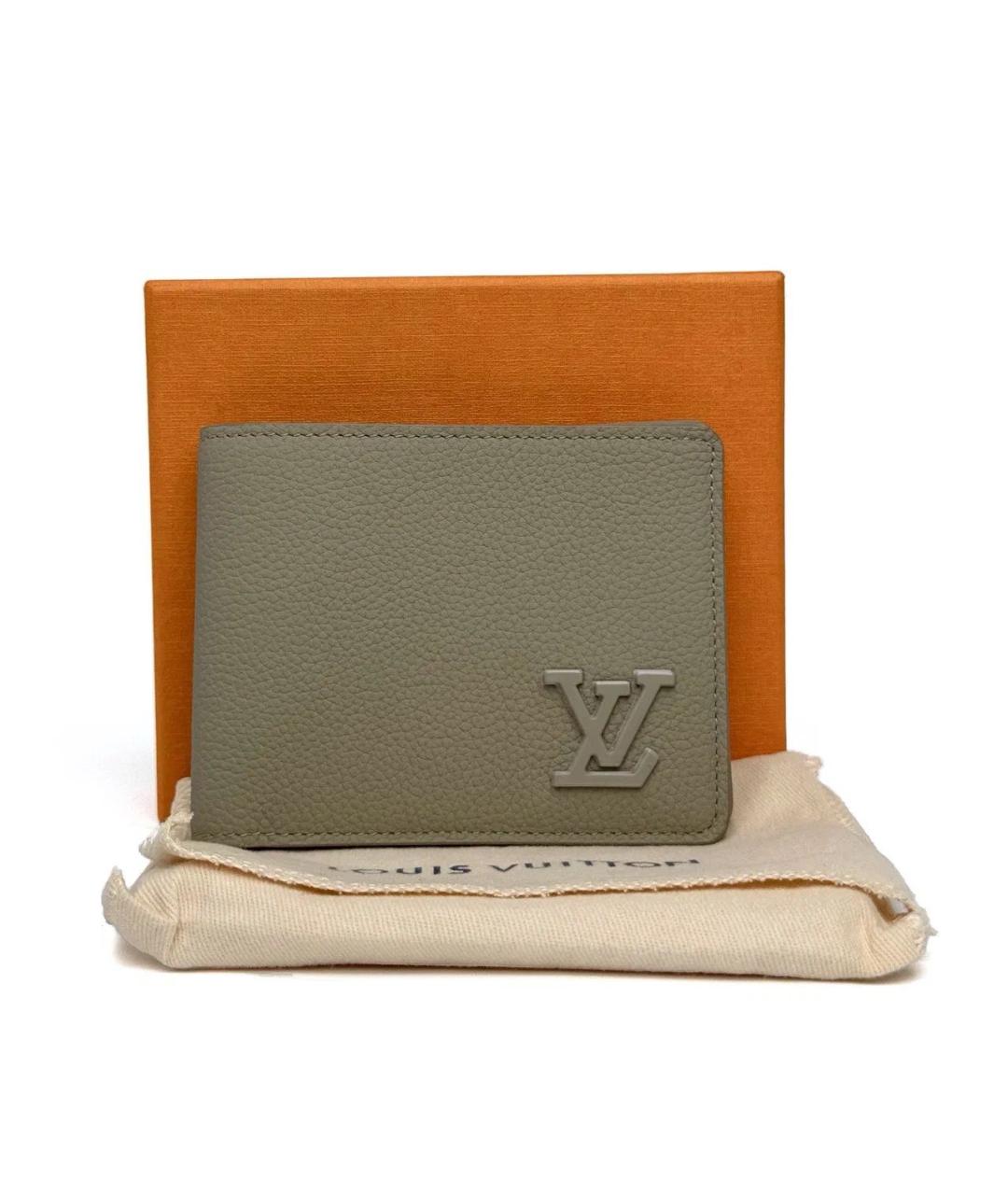 LOUIS VUITTON Бежевый кожаный кошелек, фото 6