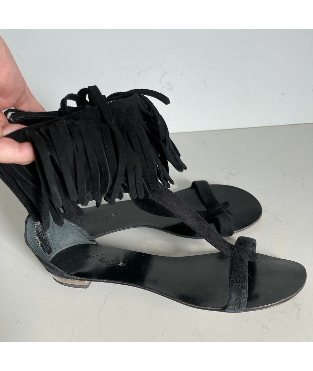 BALMAIN Черные замшевые сандалии, фото 5