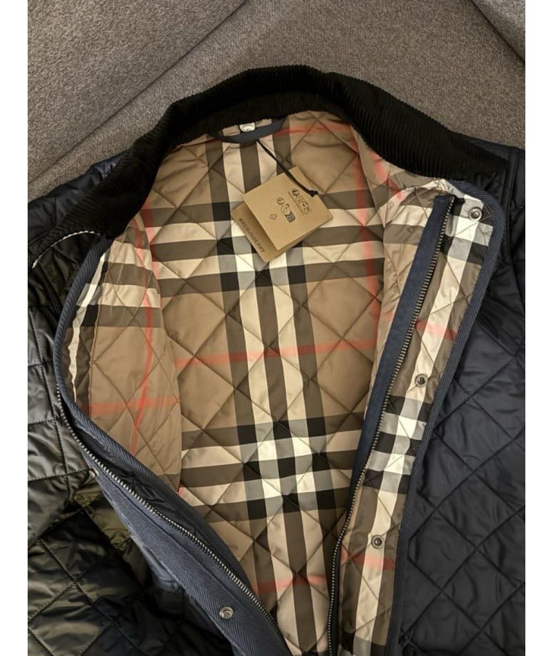 BURBERRY Темно-синяя полиэстеровая куртка, фото 5