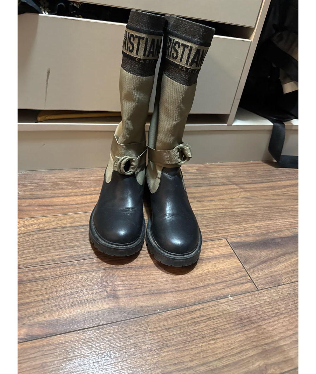 CHRISTIAN DIOR Бежевые текстильные сапоги, фото 2