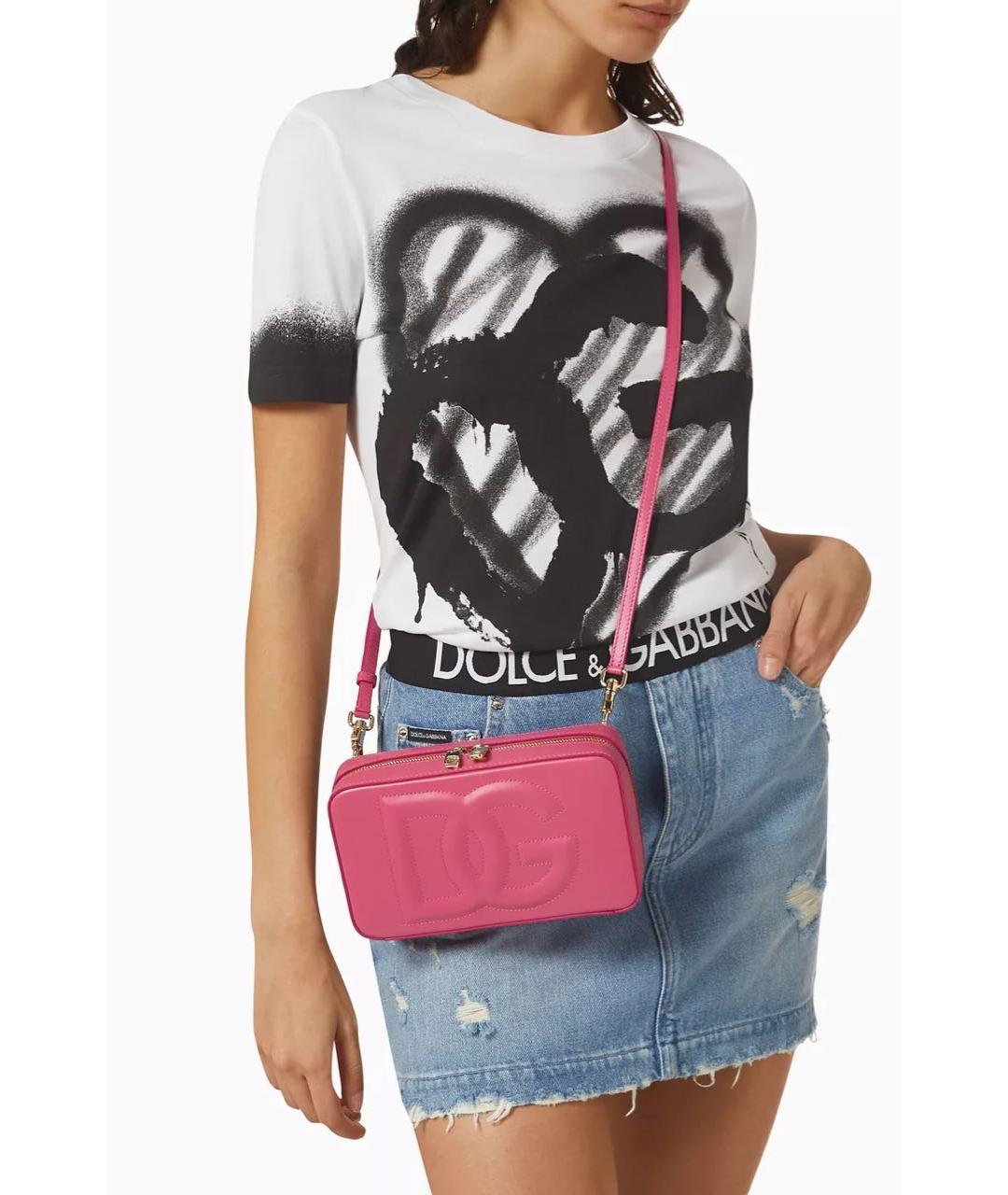 DOLCE&GABBANA Розовая кожаная сумка через плечо, фото 7