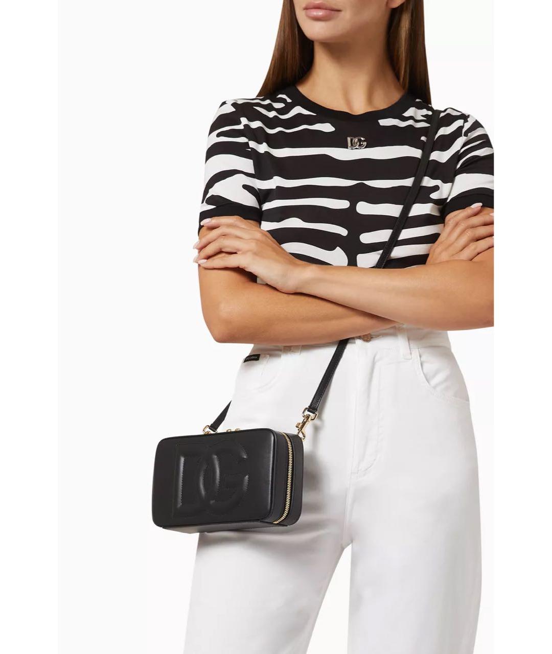 DOLCE&GABBANA Черная кожаная сумка через плечо, фото 3