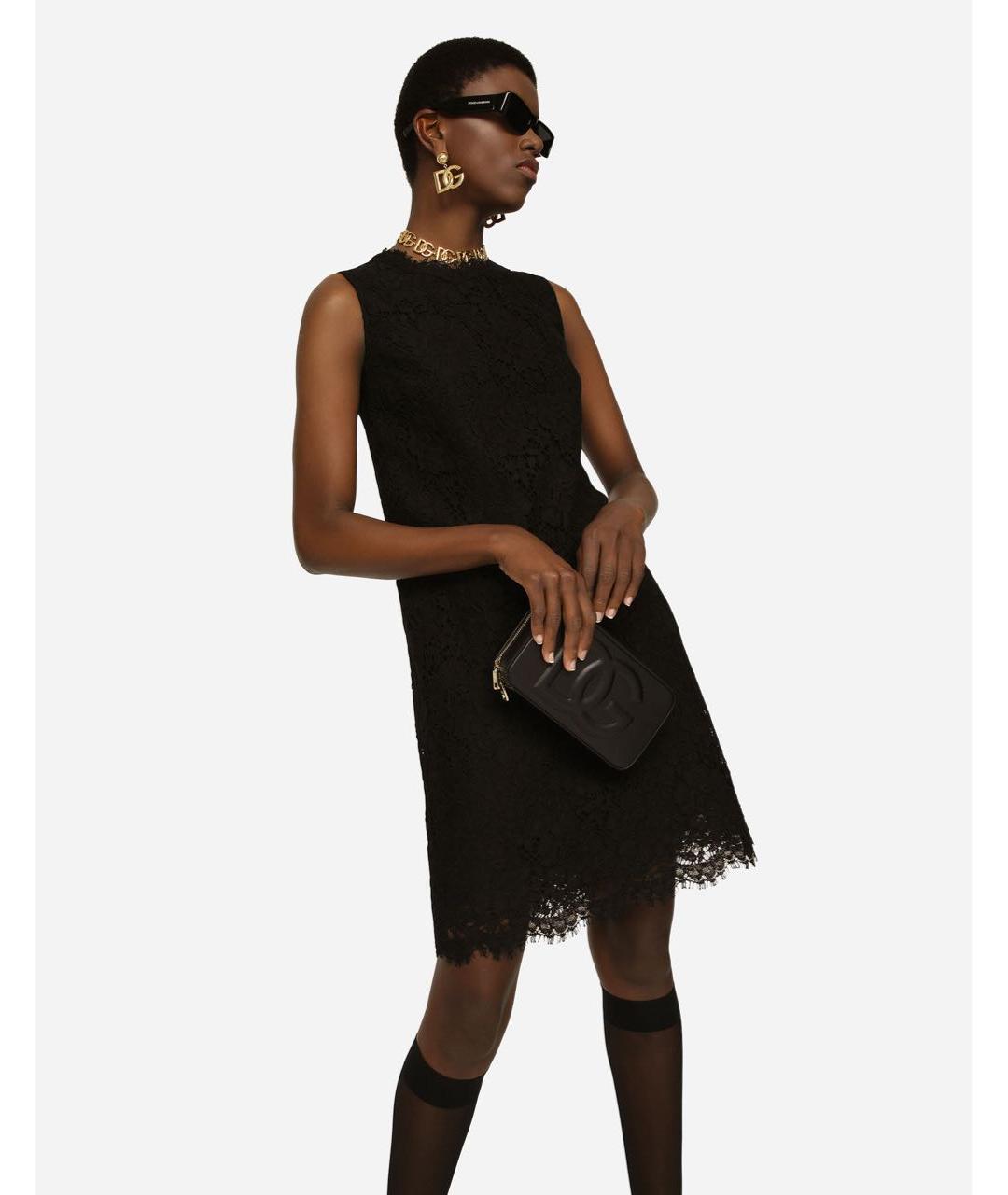 DOLCE&GABBANA Черная кожаная сумка через плечо, фото 6