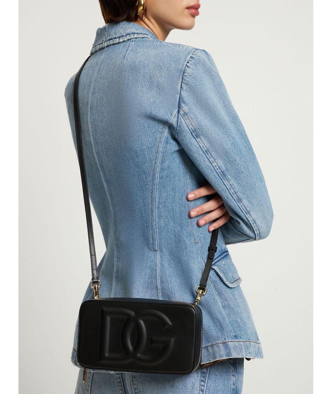 DOLCE&GABBANA Черная кожаная сумка через плечо, фото 2