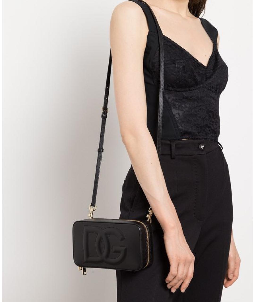 DOLCE&GABBANA Черная кожаная сумка через плечо, фото 4