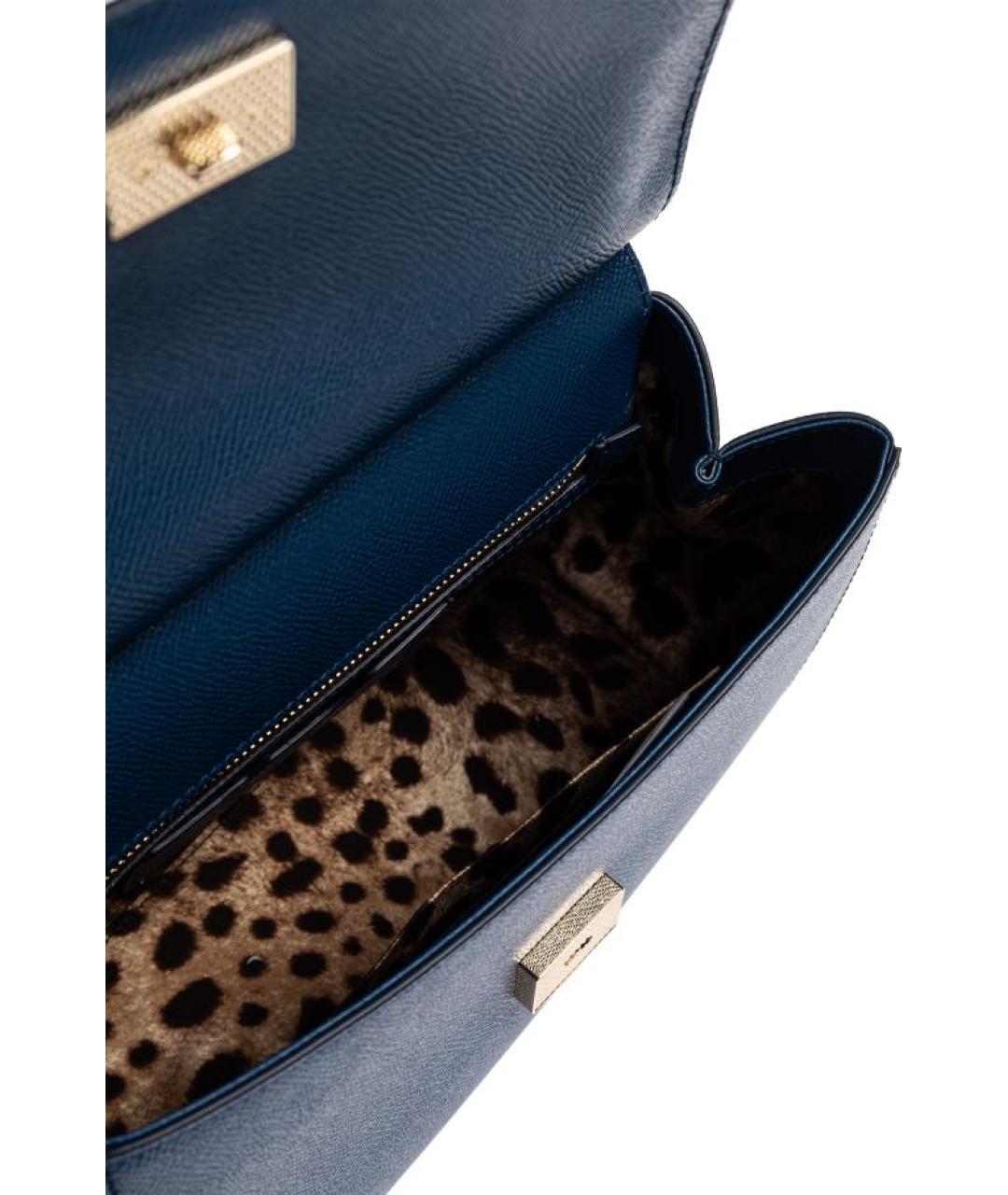 DOLCE&GABBANA Синяя кожаная сумка с короткими ручками, фото 8