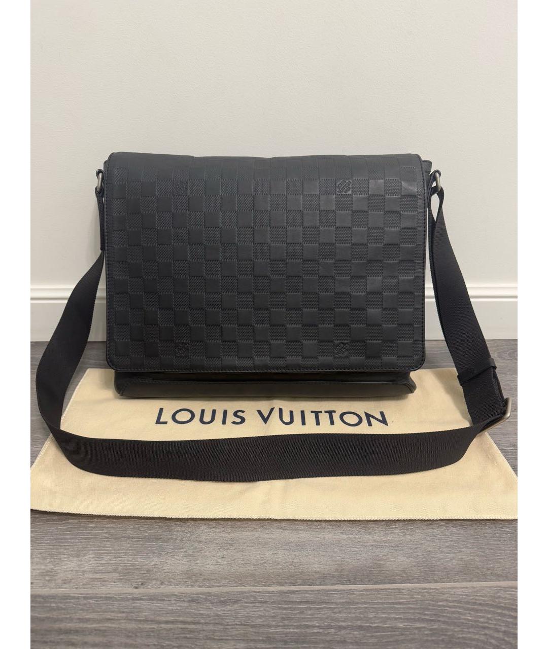 LOUIS VUITTON Черная кожаная сумка на плечо, фото 9