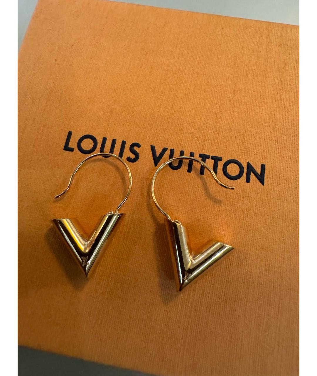 LOUIS VUITTON Золотые металлические серьги, фото 6