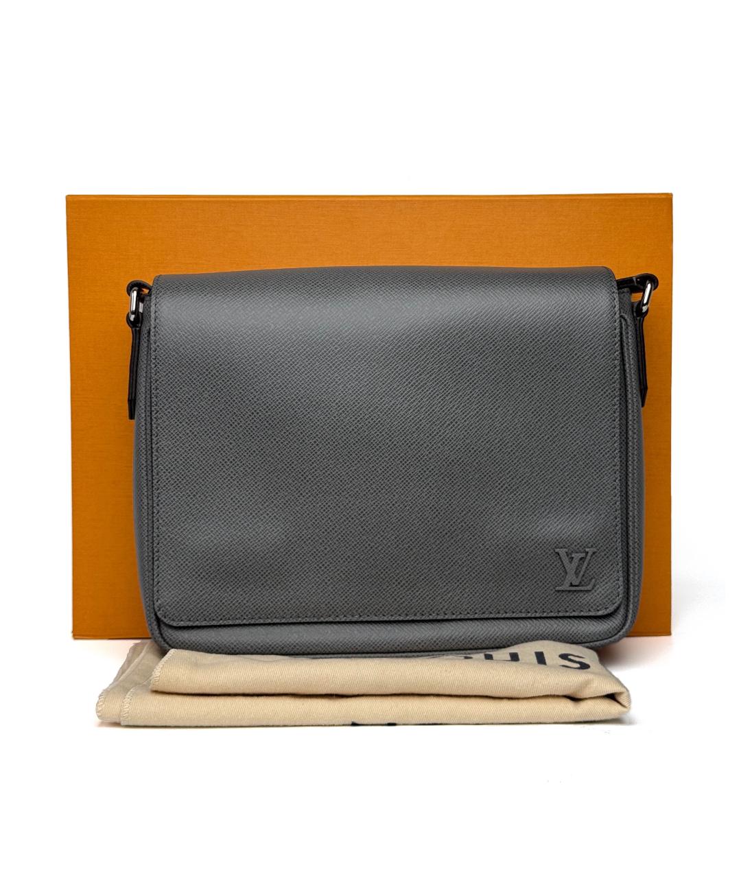 LOUIS VUITTON Серая кожаная сумка на плечо, фото 8