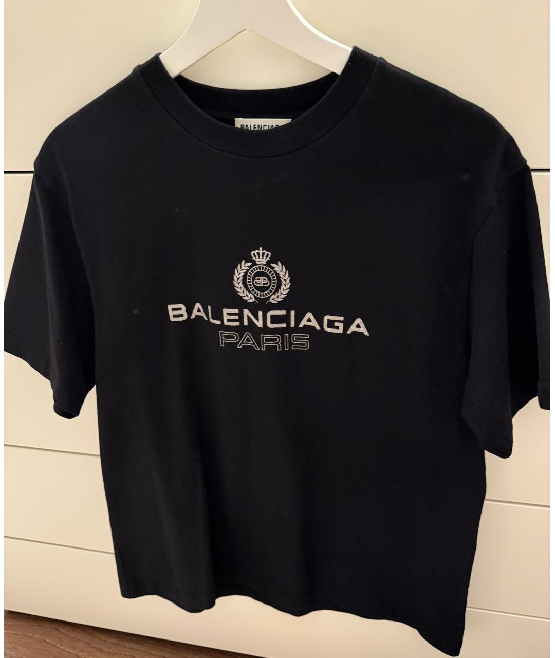 BALENCIAGA Черная хлопковая футболка, фото 4