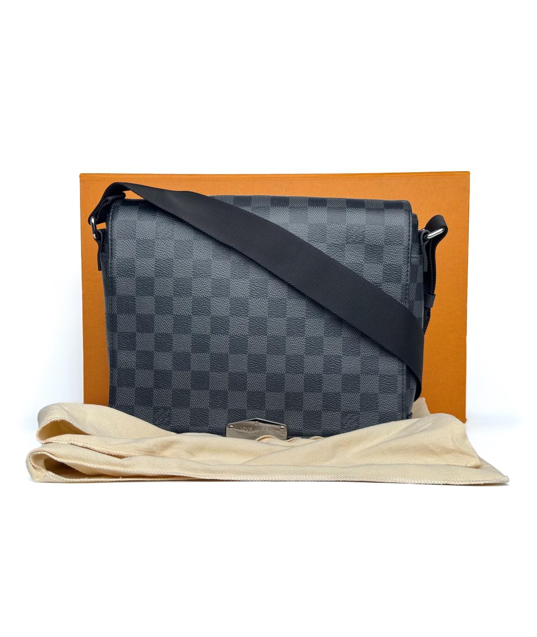 LOUIS VUITTON Черная кожаная сумка на плечо, фото 8