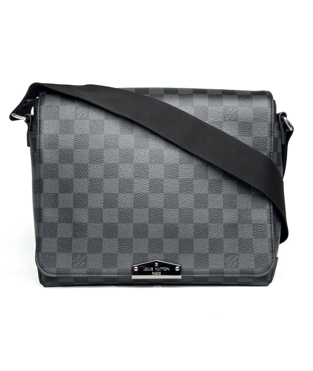 LOUIS VUITTON Черная кожаная сумка на плечо, фото 9
