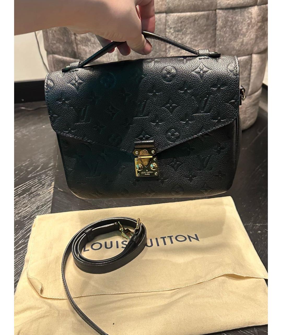 LOUIS VUITTON Черная кожаная сумка через плечо, фото 4