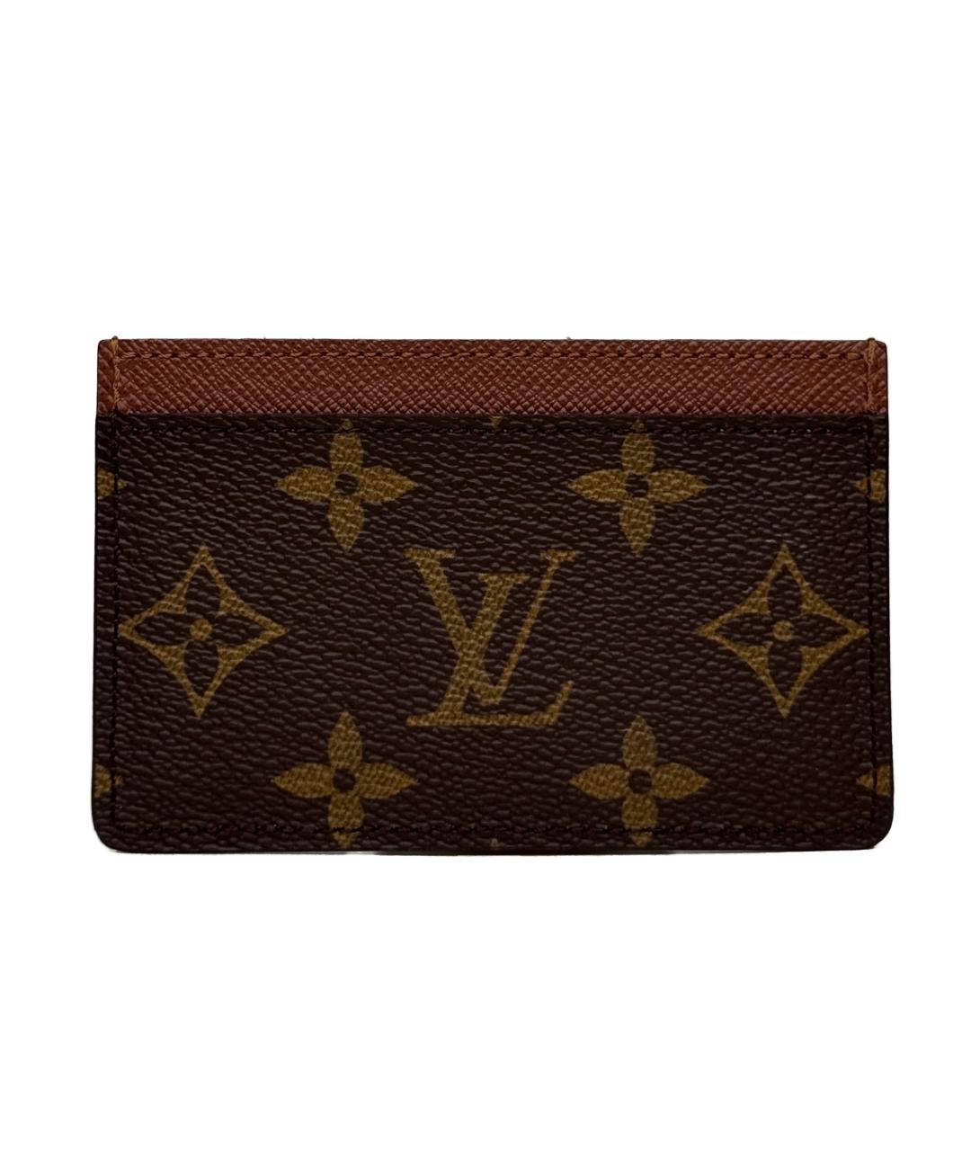 LOUIS VUITTON Коричневый кожаный кардхолдер, фото 1