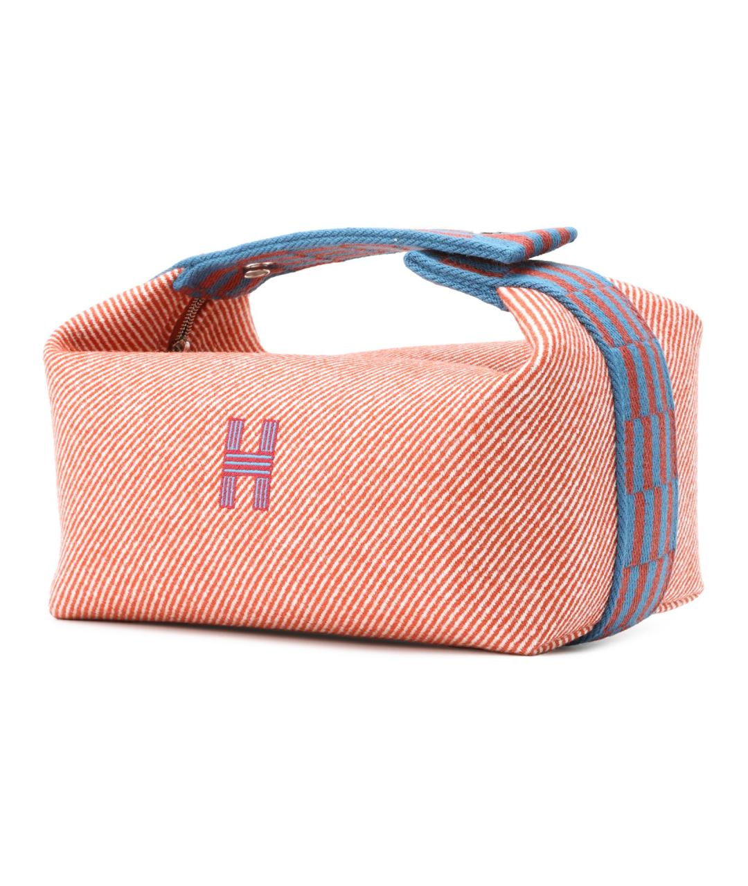 HERMES Оранжевая шерстяная косметичка, фото 2