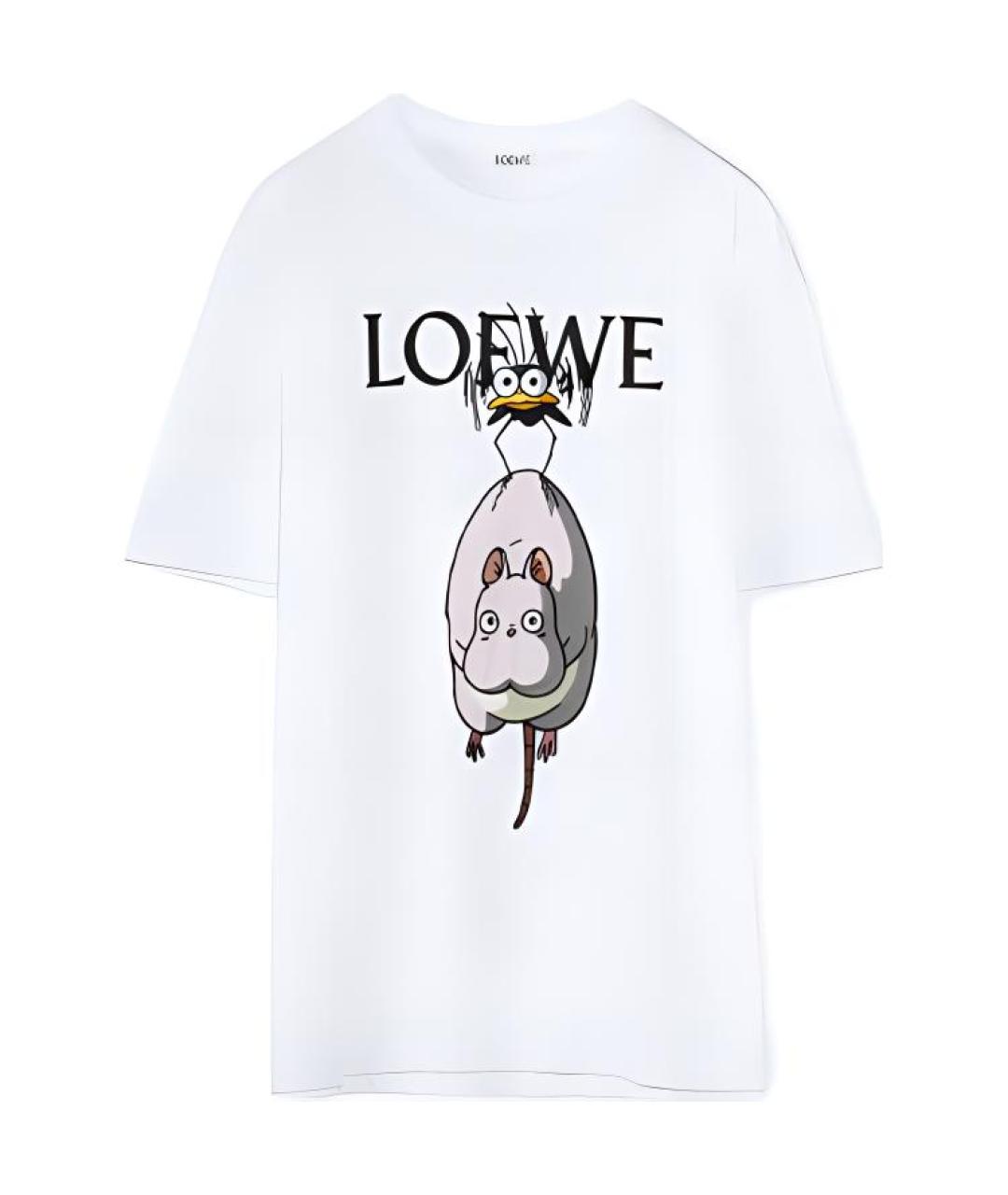 LOEWE Белая хлопковая футболка, фото 1