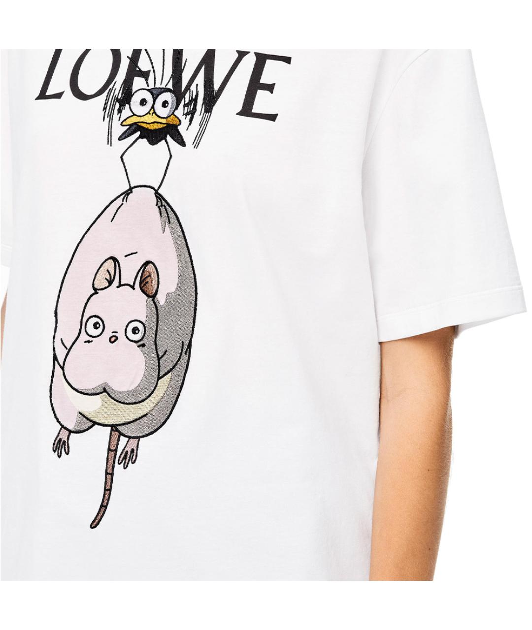 LOEWE Белая хлопковая футболка, фото 5