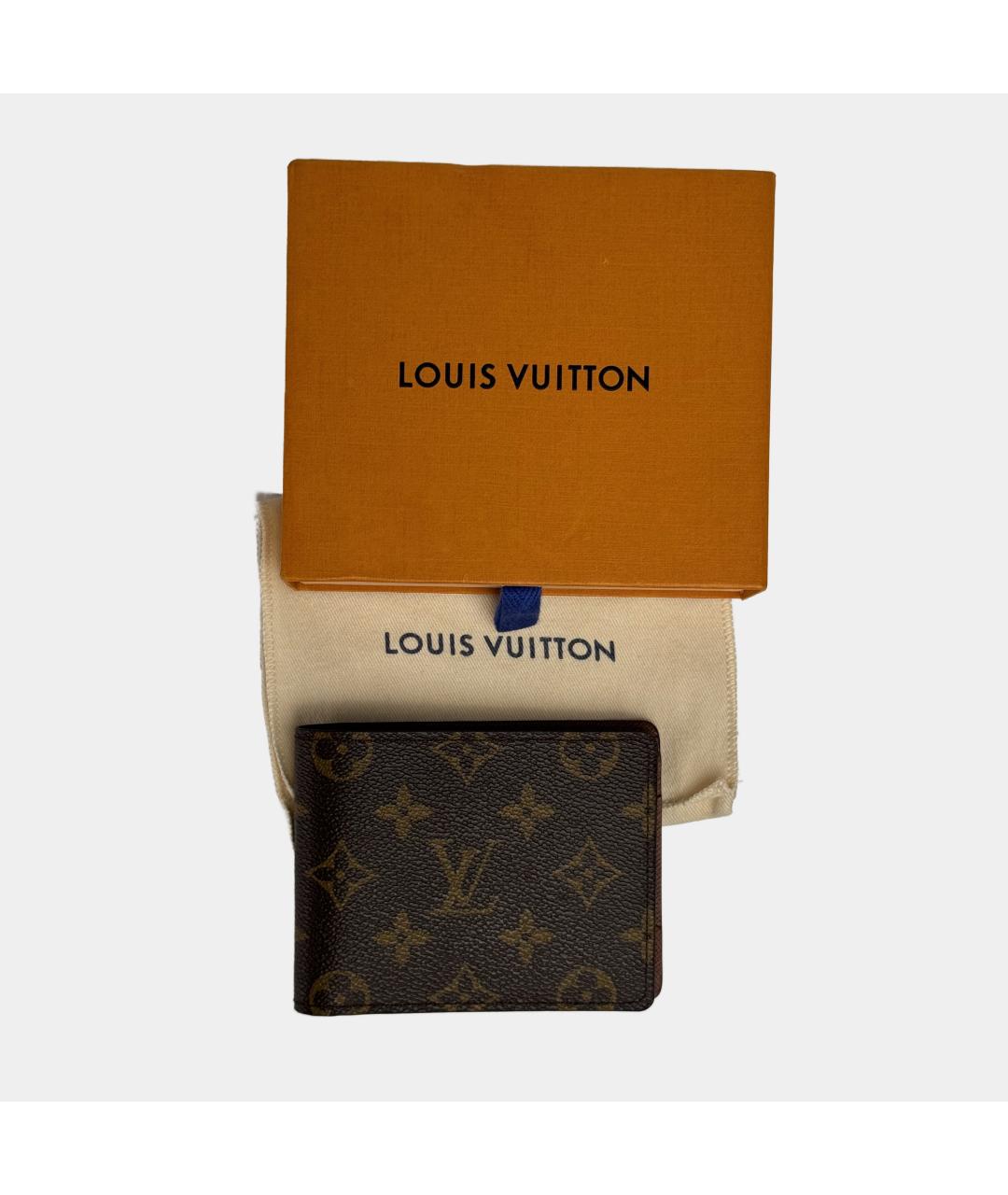 LOUIS VUITTON Коричневый кожаный кошелек, фото 3