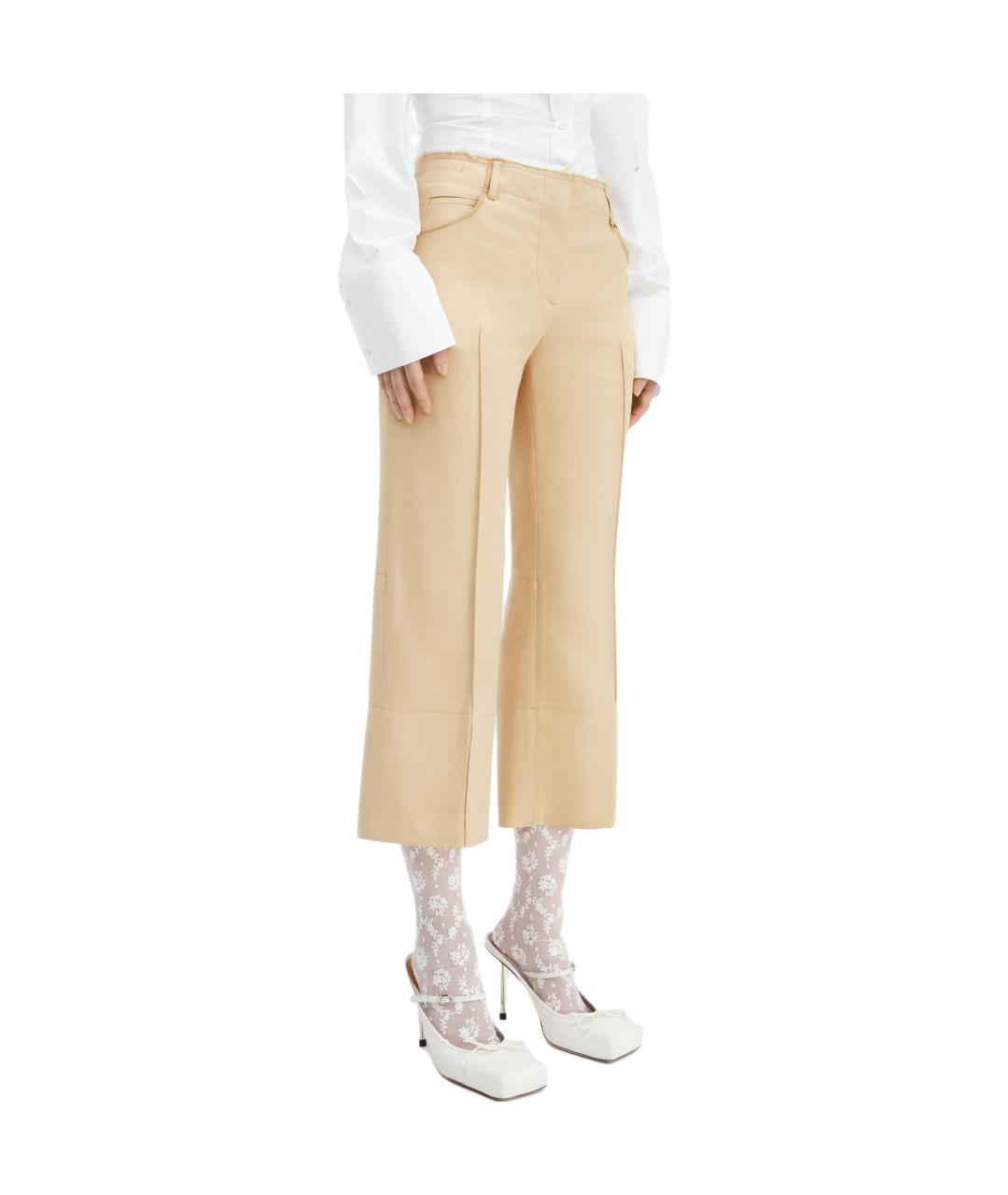 JACQUEMUS Бежевые хлопковые прямые брюки, фото 2