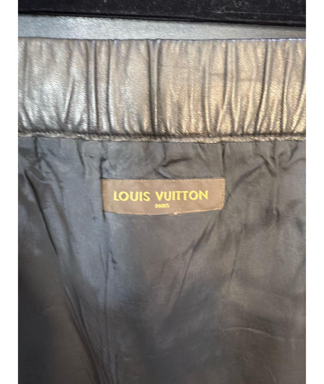 LOUIS VUITTON Черная кожаная юбка мини, фото 4