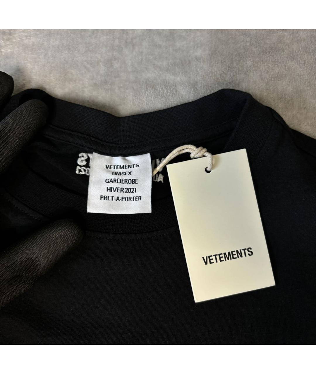 VETEMENTS Черная футболка, фото 4