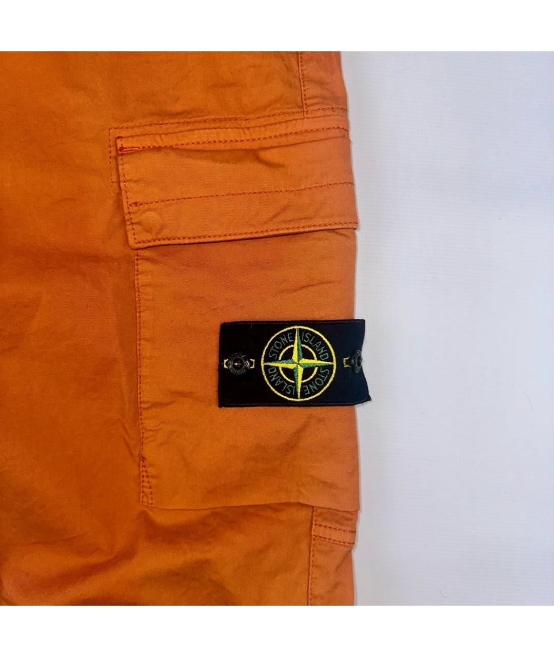 STONE ISLAND Оранжевое хлопко-эластановые повседневные брюки, фото 5