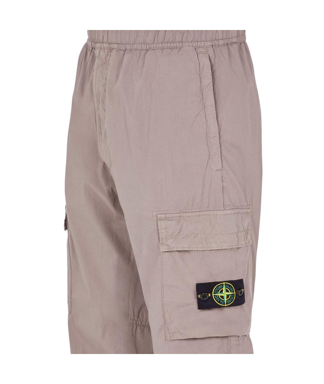 STONE ISLAND Серые хлопко-эластановые повседневные брюки, фото 3