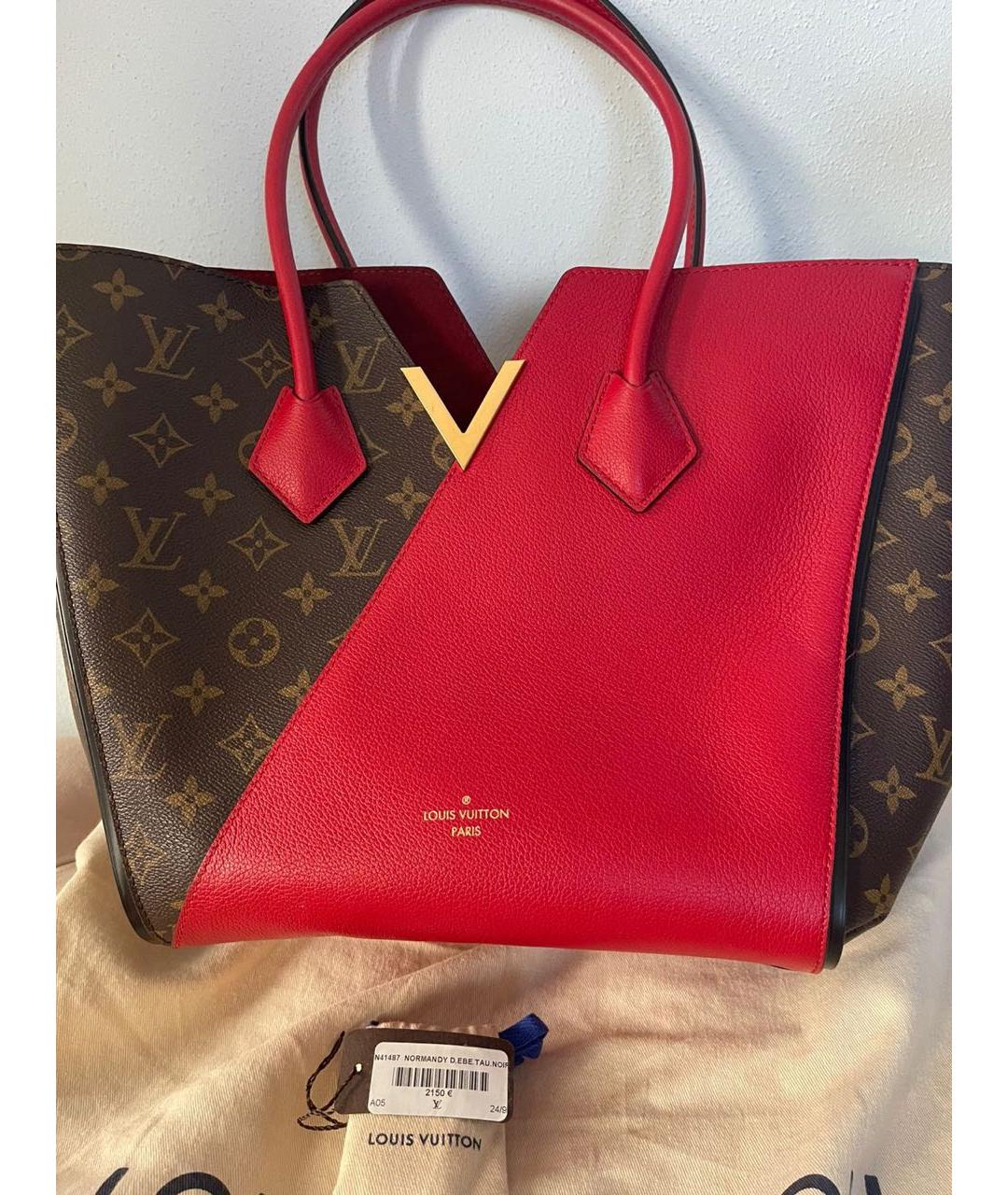 LOUIS VUITTON Красная сумка тоут, фото 6