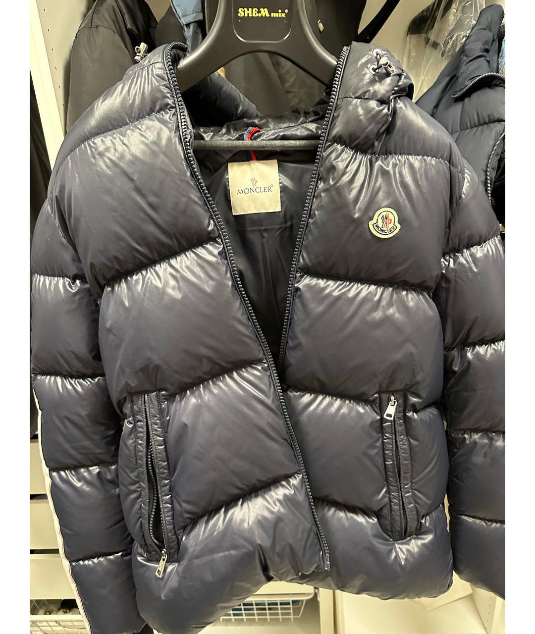 MONCLER Темно-синий пуховик, фото 2