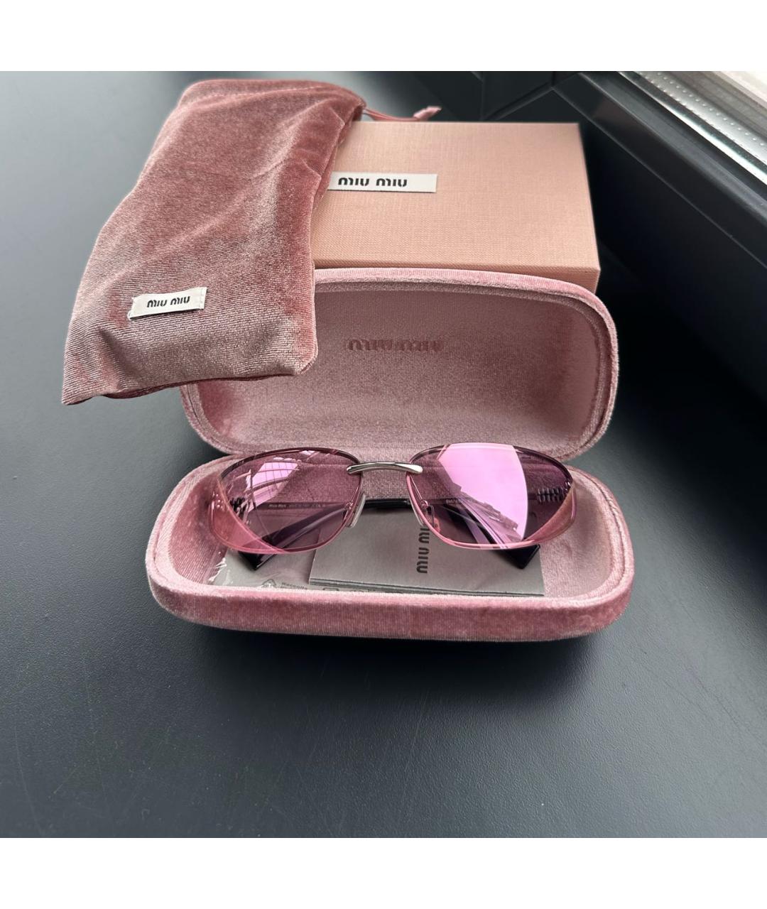 MIU MIU Розовые металлические солнцезащитные очки, фото 3