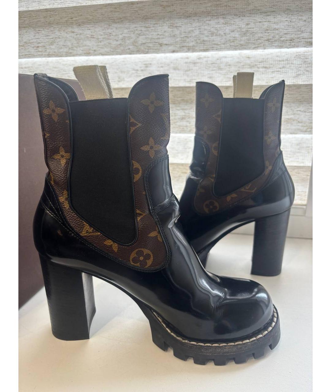 LOUIS VUITTON Черные ботильоны из лакированной кожи, фото 5