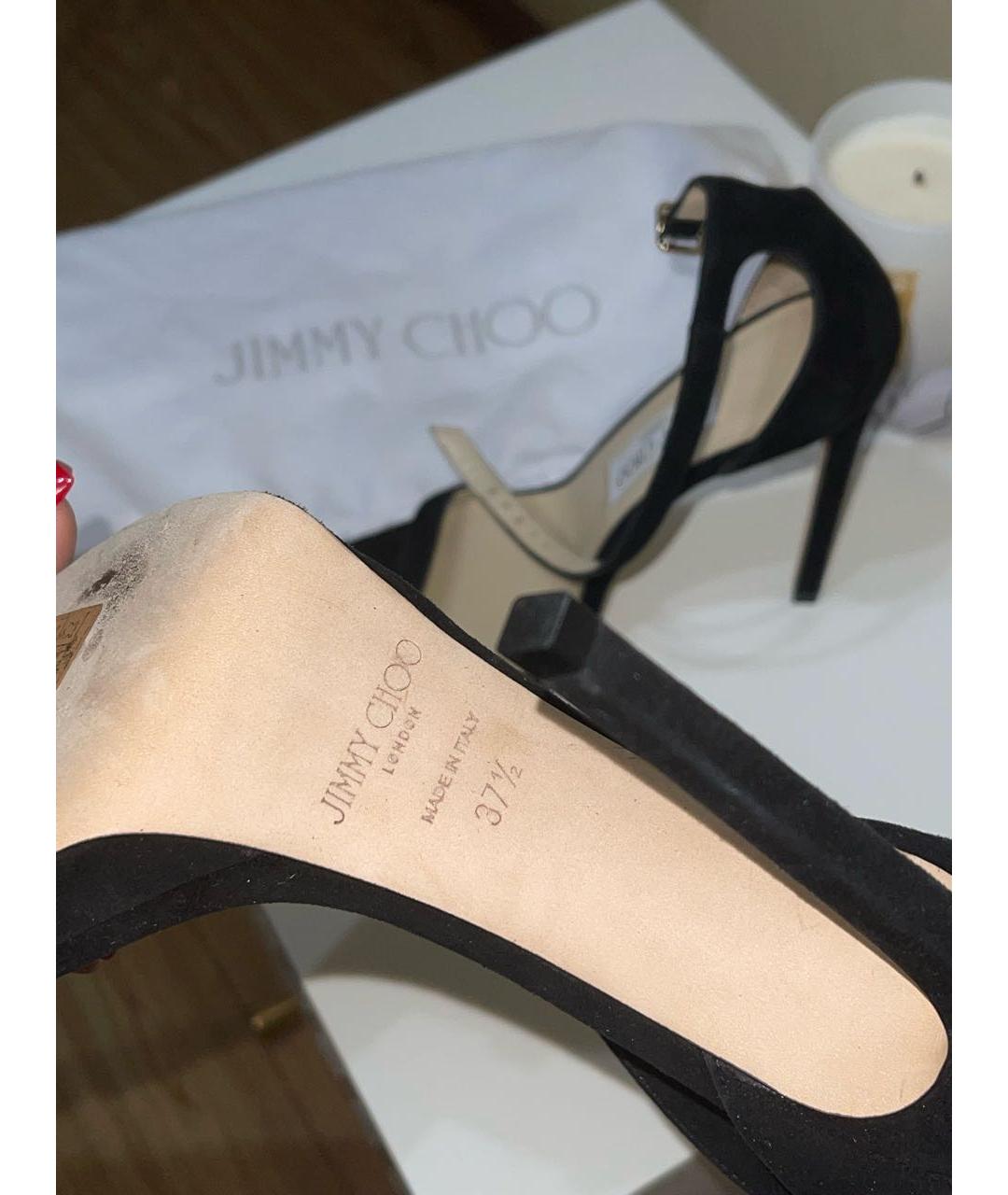 JIMMY CHOO Черные замшевые босоножки, фото 3