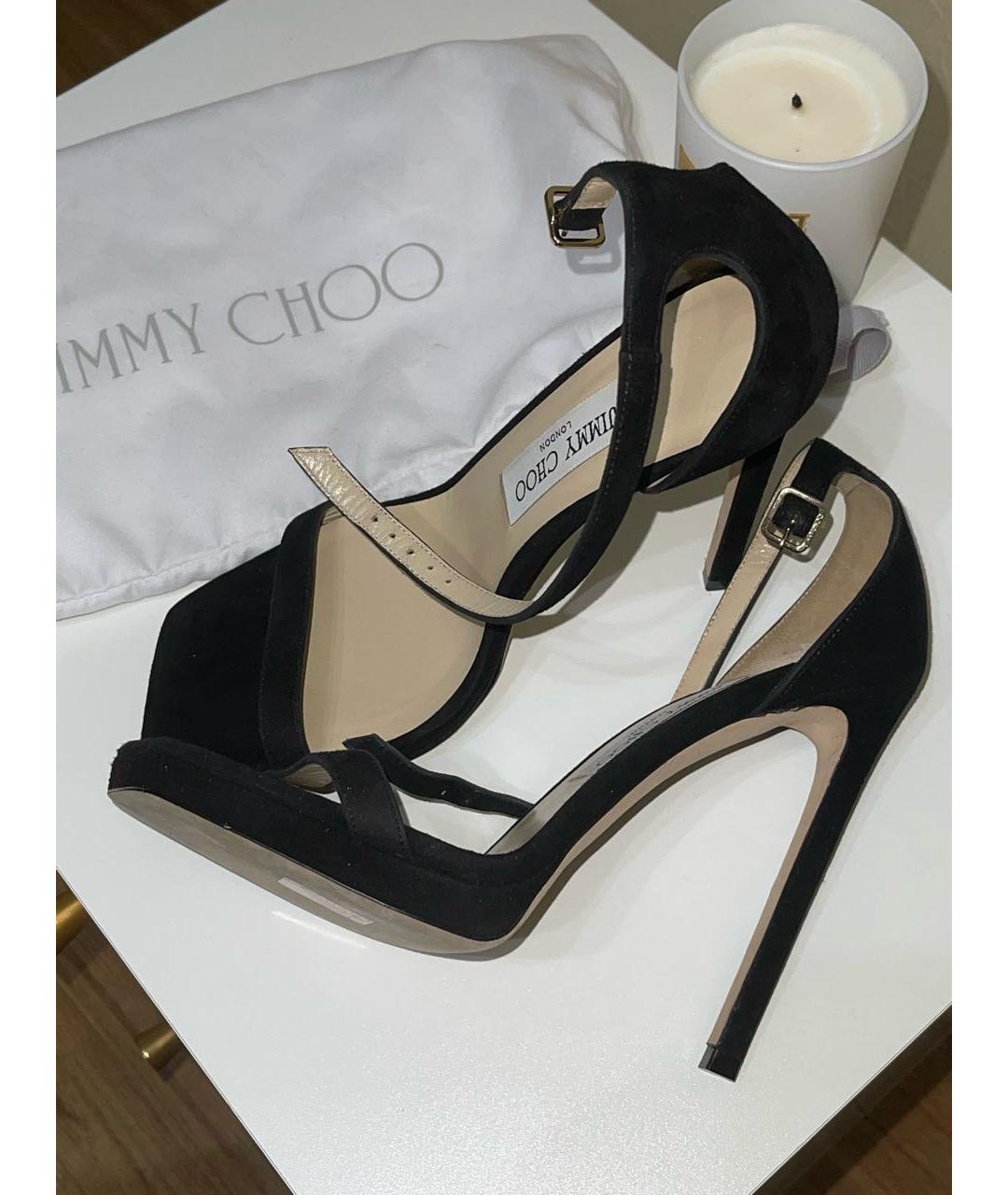 JIMMY CHOO Черные замшевые босоножки, фото 5